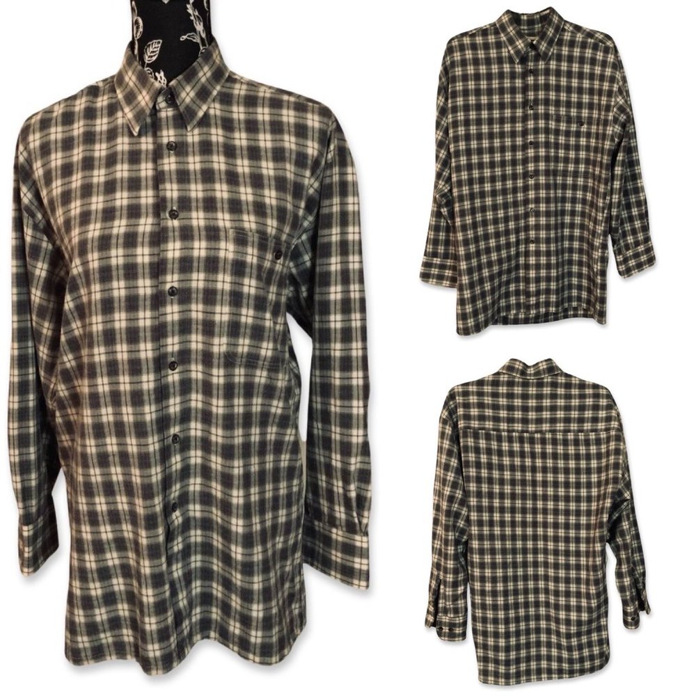 Retreat Collar Neck Button Pocket Long Sleeve Plaid Womens S/P Grey